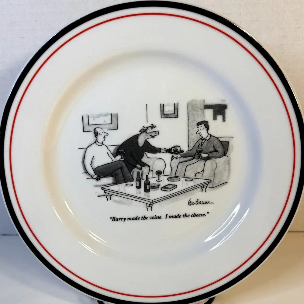 The New Yorker Restoration Hardware Wine Theme Cartoon Porcelain Salad Plate 8
